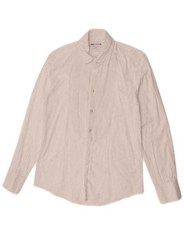 Camisa masculina Zara Slim Fit pequena branca