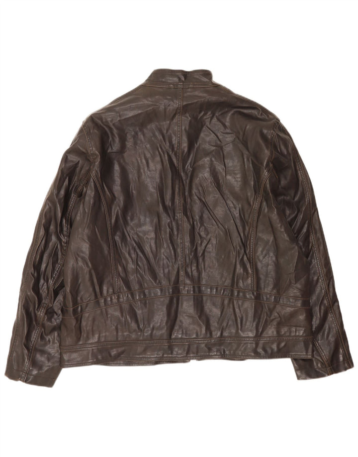 Jaqueta masculina de couro sintético BKE UK 44 2XL polivinil marrom