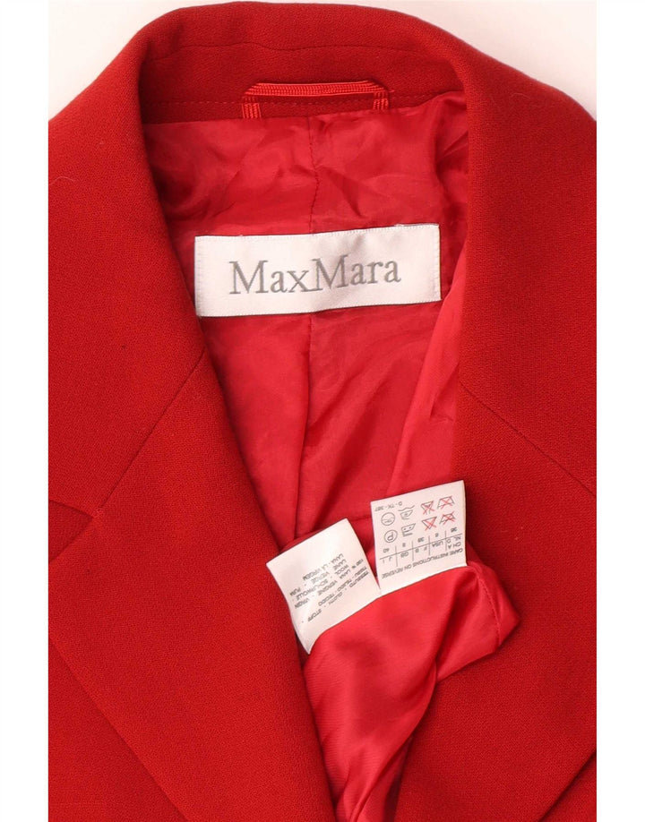 Jaqueta blazer feminina Max Mara com 3 botões Reino Unido 8 pequena lã vermelha