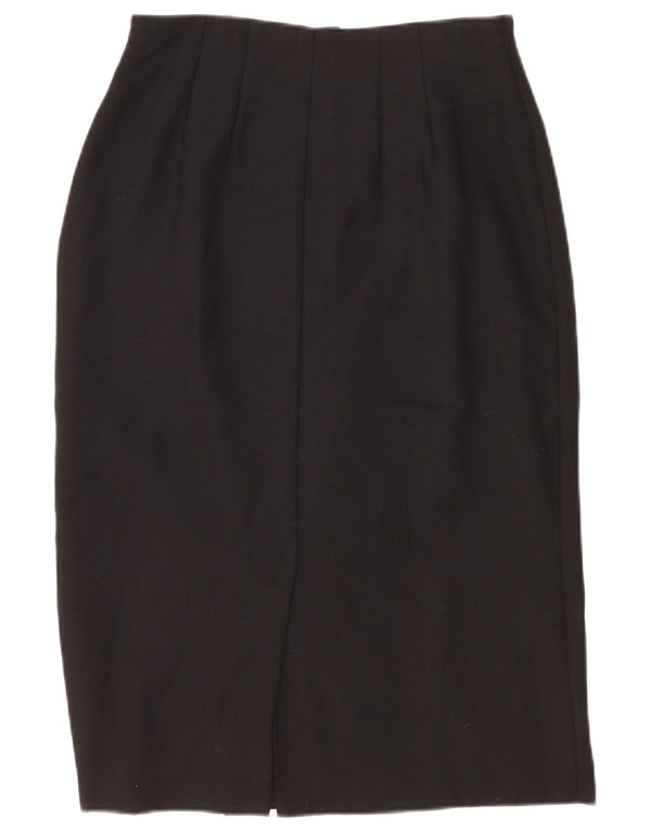 Saia lápis feminina Marks & Spencer UK 14 médio W28 poliéster preto