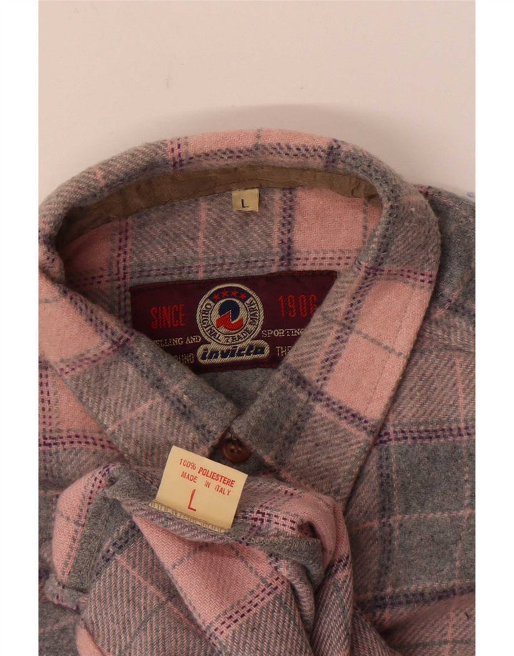 Camisa masculina de flanela Invicta grande poliéster xadrez rosa