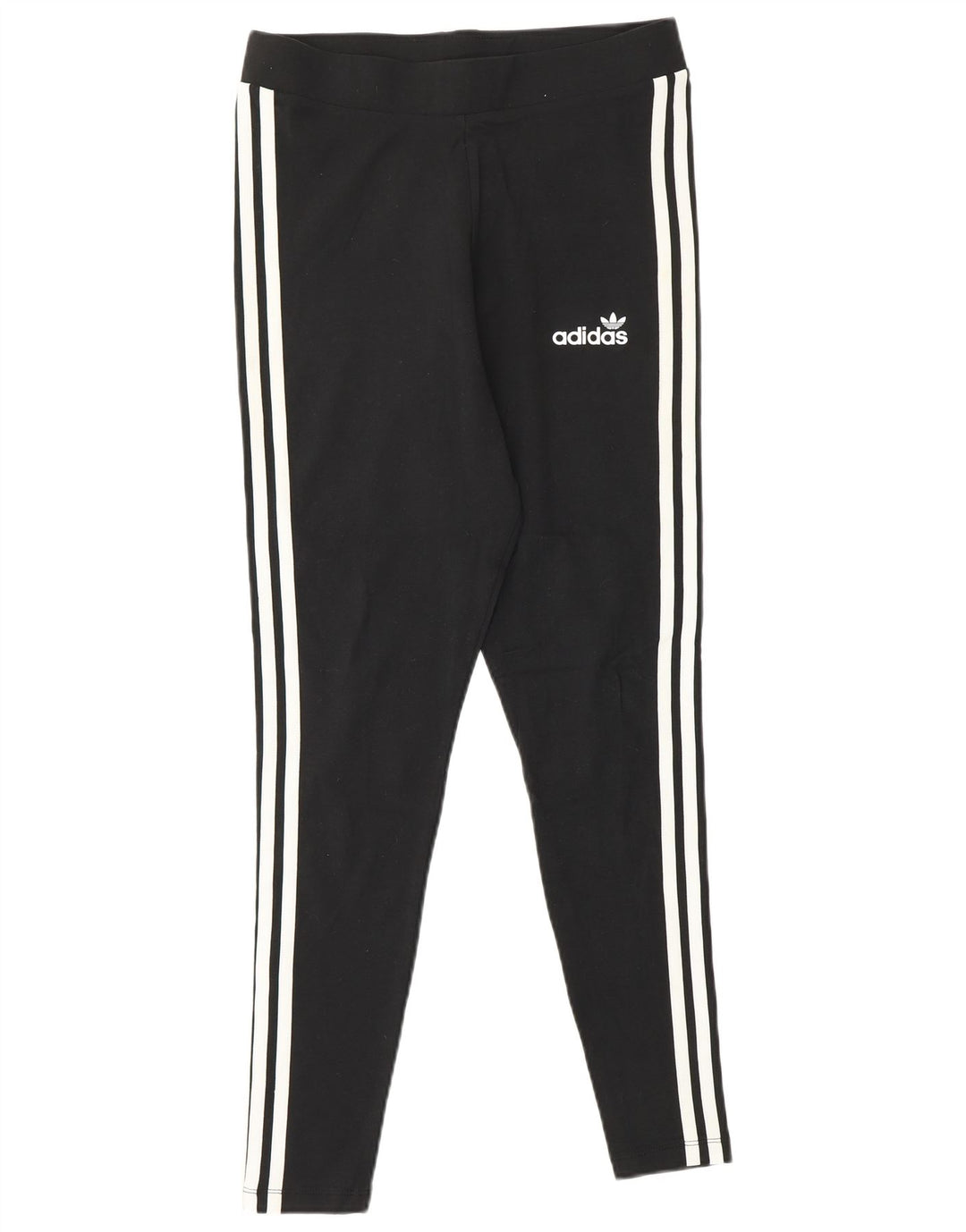 Leggings Adidas Femininas UK 14 Médias Listradas Pretas Algodão