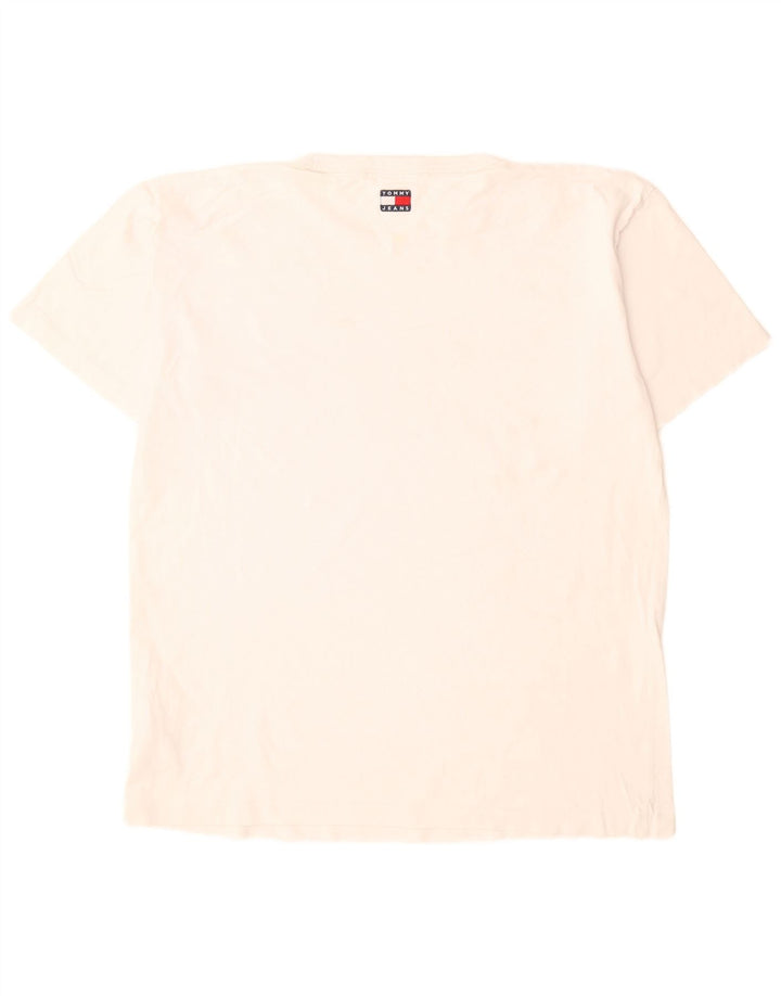 Tommy Hilfiger Camiseta masculina gráfica Top médio algodão branco