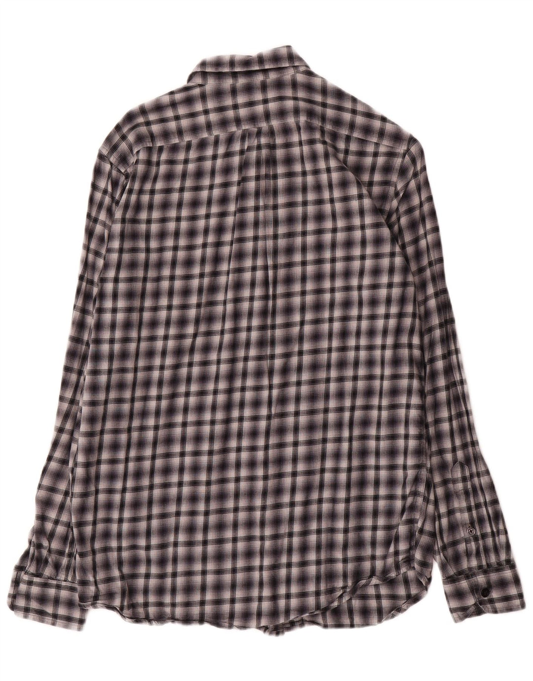 Diesel Camisa masculina média preta xadrez algodão
