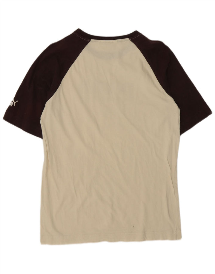 Camiseta masculina Puma Graphic Top médio branco colorblock algodão