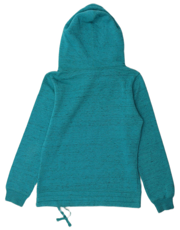 Jumper feminino com capuz gráfico Champion UK 10 pequeno algodão manchado azul