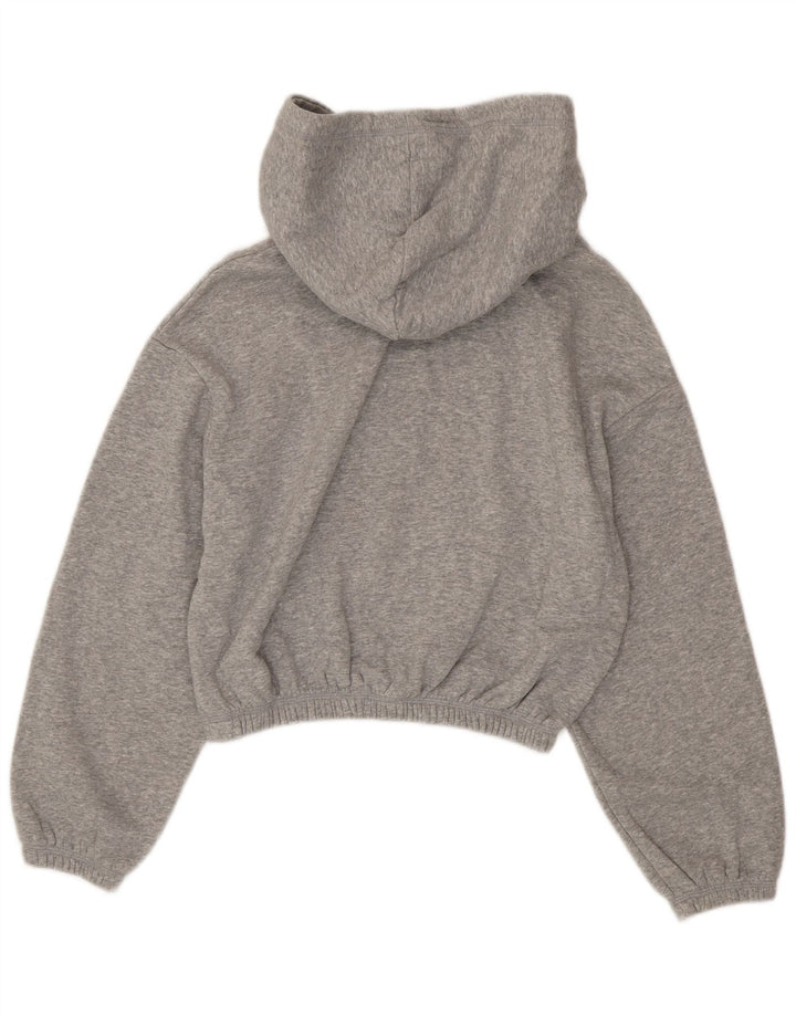 Suéter com capuz feminino ZARA Reino Unido 12 algodão cinza médio