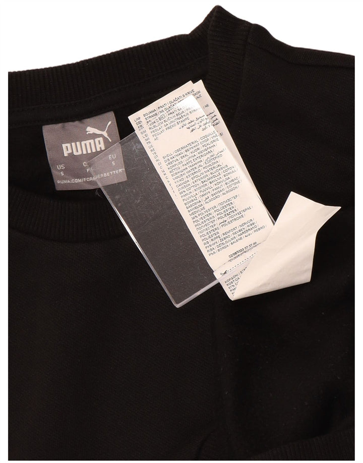 PUMA Mens Graphic Moletom Jumper Pequeno Algodão Preto