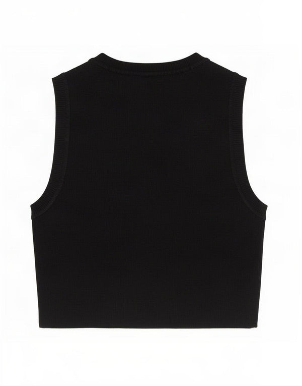 Zara Womens Crop Vest Top UK 8 Pequeno Preto Viscose