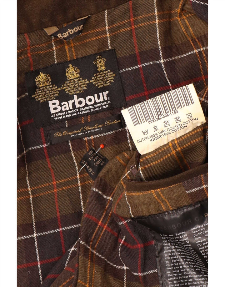 Jaqueta feminina de algodão encerado Barbour Reino Unido 14 grande marrom