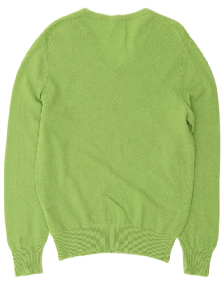 Suéter feminino Benetton com decote em V Reino Unido 14 lã verde médio