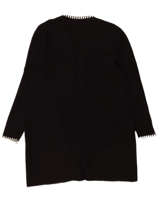 Suéter cardigã aberto com palangre feminino Zara Reino Unido 14 viscose preta média