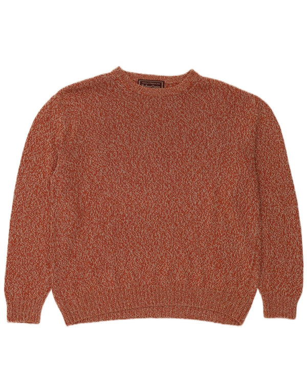 Suéter masculino Marlboro Classics com gola redonda XL laranja manchado de linho