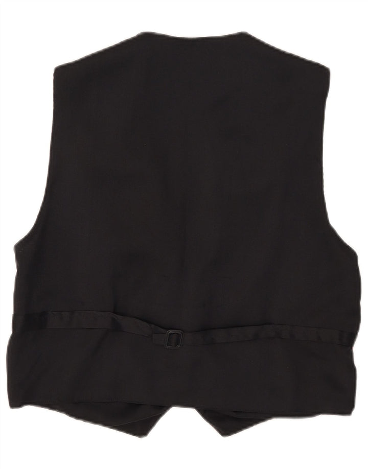Colete feminino vintage UK 14 médio preto geométrico