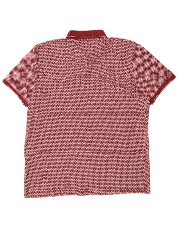 Camisa polo masculina Ted Baker com padrão abstrato tamanho 6 2XL algodão vermelho