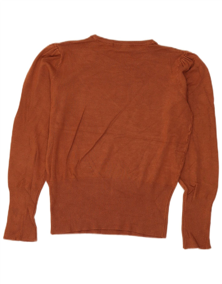 Suéter feminino Marks & Spencer com gola redonda e gola redonda, tamanho 8, marrom pequeno