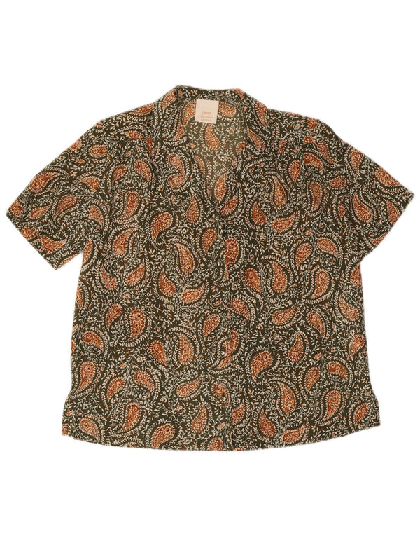 Blusa feminina de manga curta Eastex Reino Unido 12 Paisley verde médio