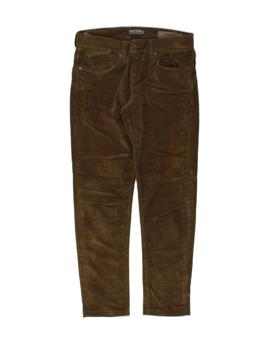 UNIFORM Womens Slim Casual Trousers W30 L28  Brown Cotton Vintage Uniform and Second-Hand Uniform from Messina Hembry 