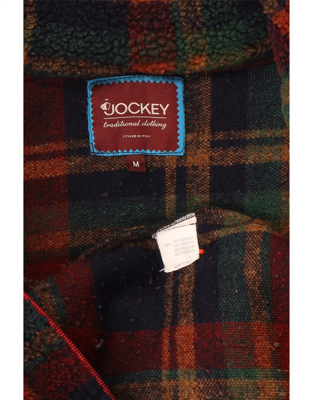 Jaqueta masculina de lã com capuz Jockey UK 38 poliéster xadrez multicolorido médio