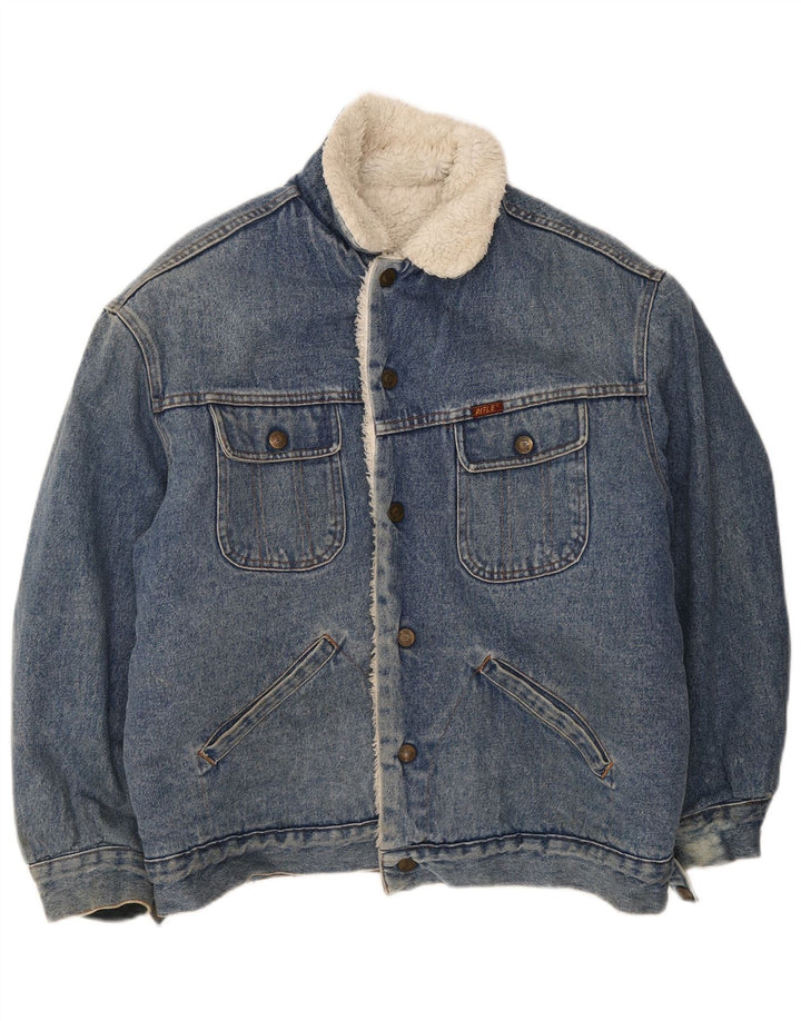 Jaqueta jeans masculina Rifle Sherpa UK 38 algodão azul médio