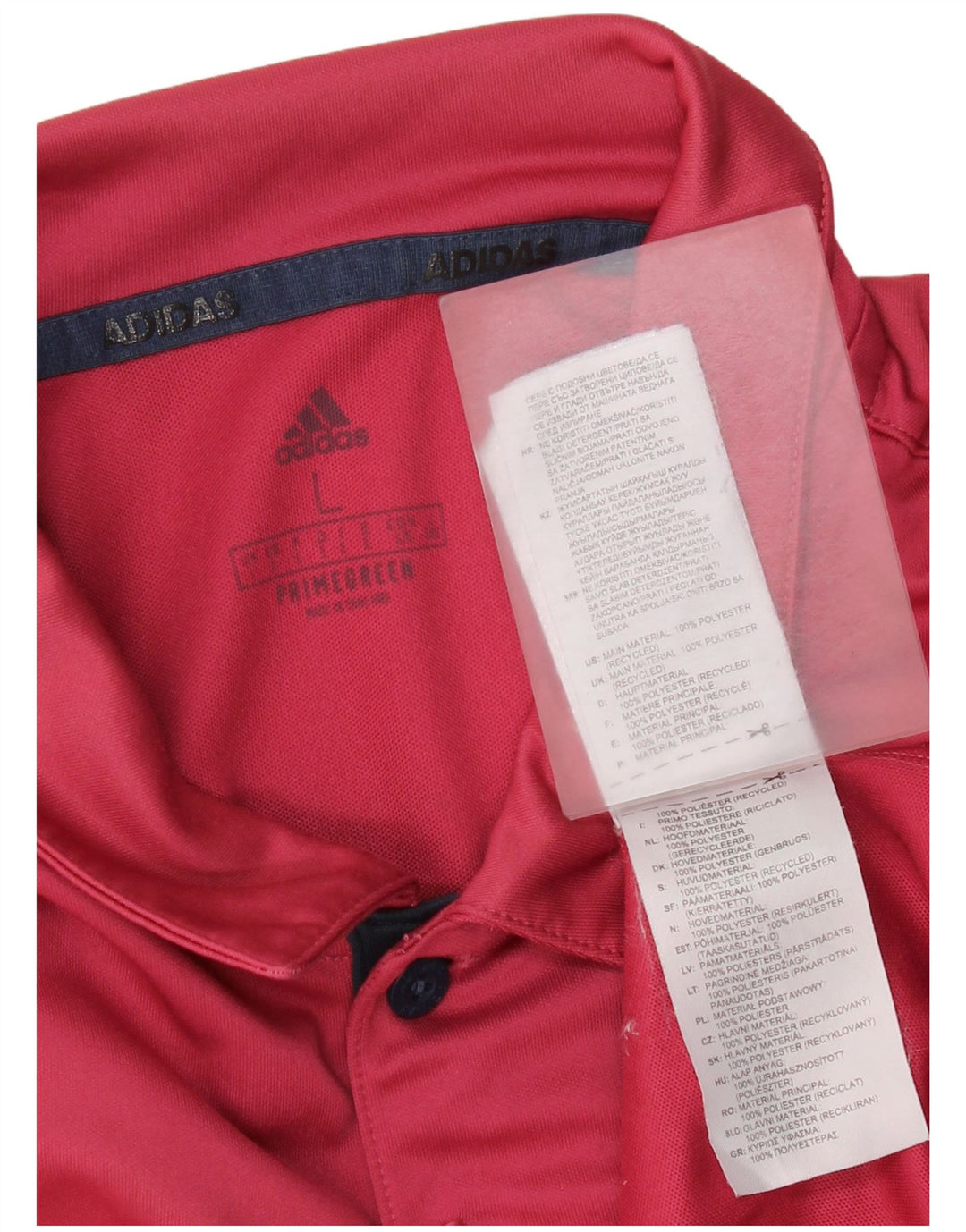 Camisa polo masculina Adidas Primegreen grande poliéster listrado vermelho