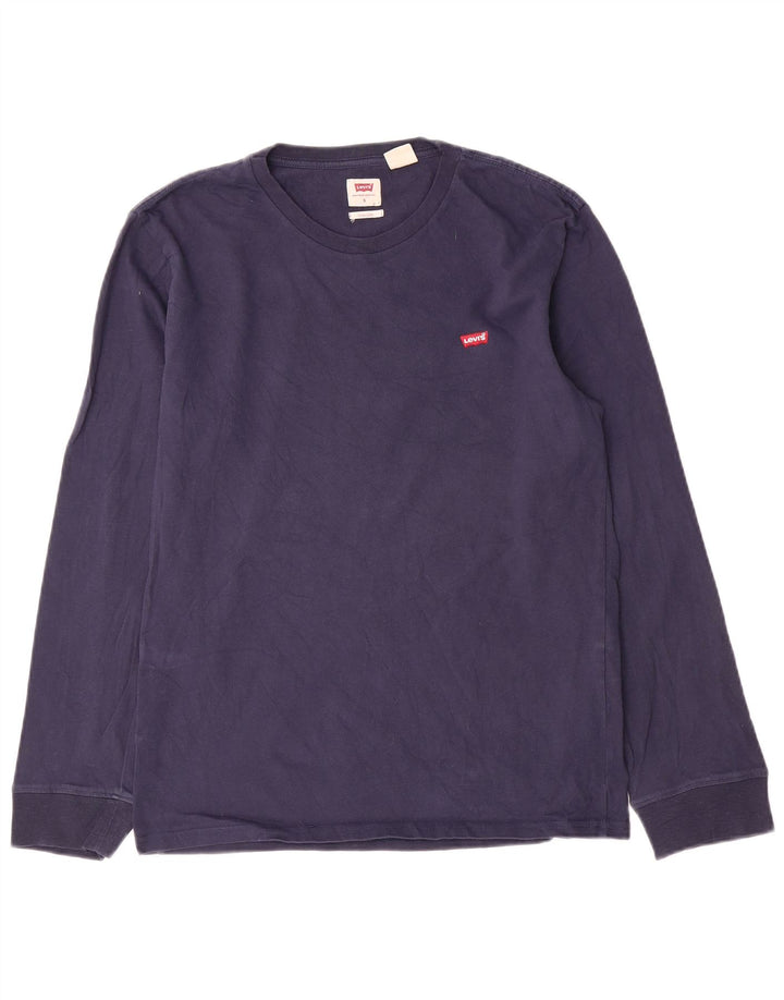 Levi's Mens Standard Fit Top Manga Longa Pequeno Algodão Azul Marinho