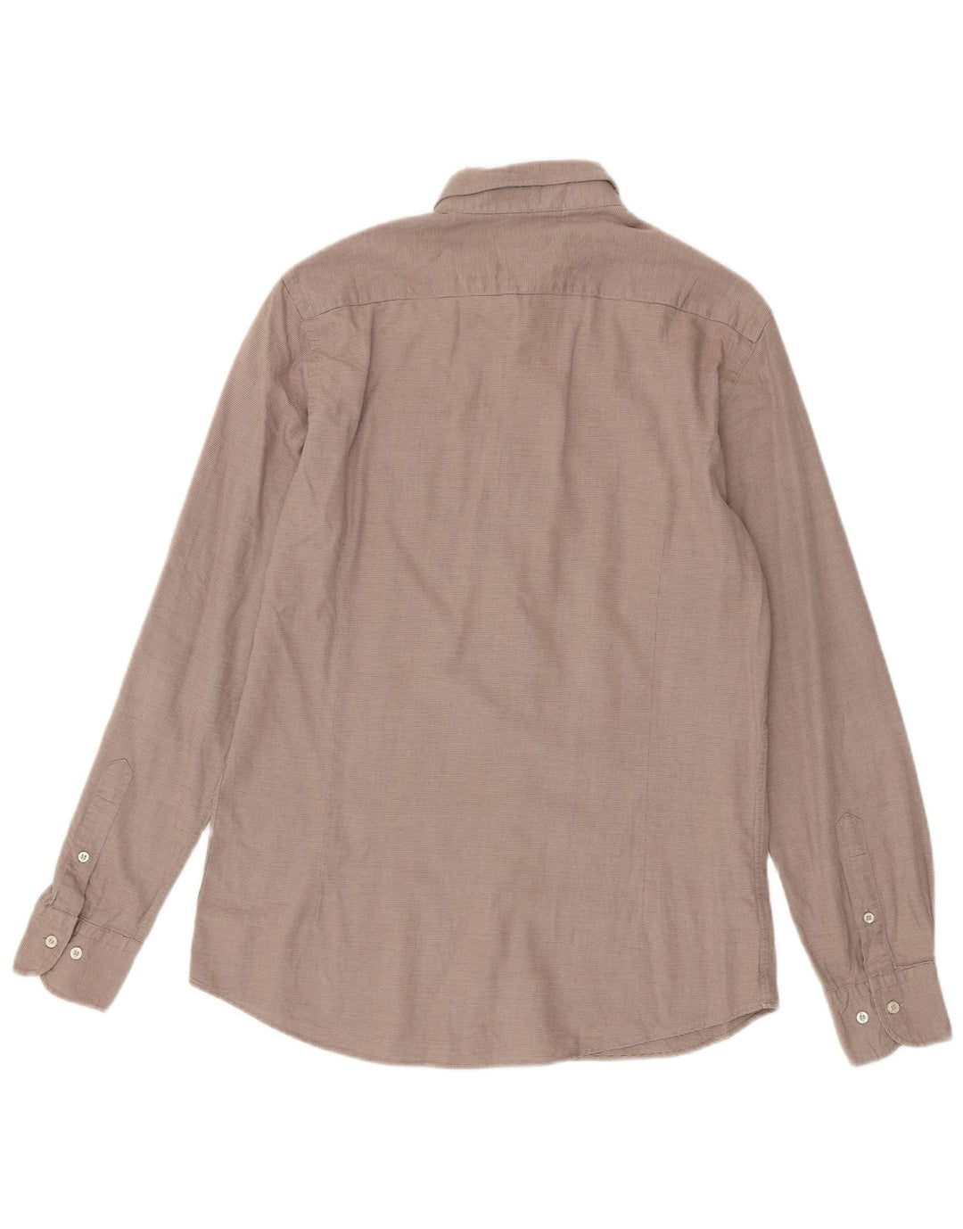Camisa masculina Massimo Dutti de algodão listrado marrom médio