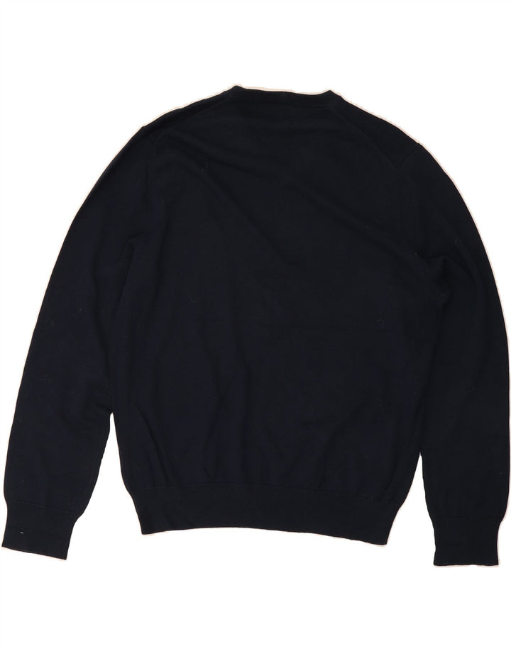 MARKS & SPENCER Mens V-Neck Jumper Sweater XL Navy Blue Cotton Vintage Marks & Spencer and Second-Hand Marks & Spencer from Messina Hembry 