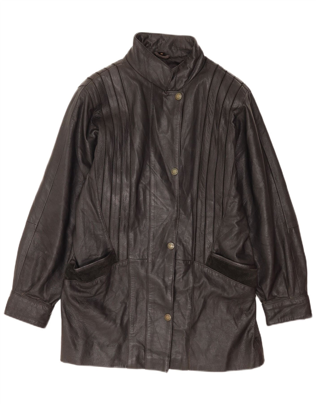 Jaqueta de couro feminina Skinz Reino Unido 14 grande couro preto