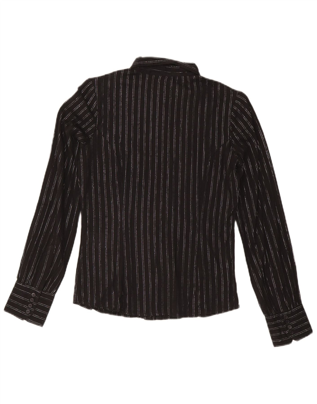 Camisa feminina Carrera UK 10 pequena listrada preta de algodão