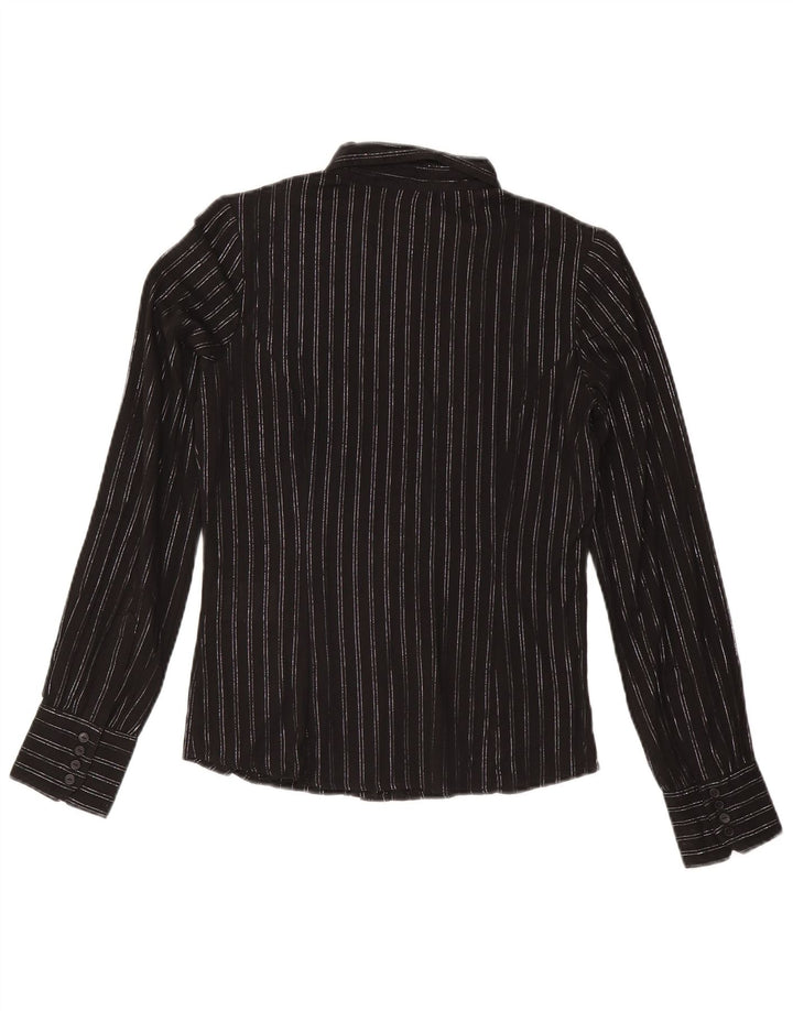 Camisa feminina Carrera UK 10 pequena listrada preta de algodão