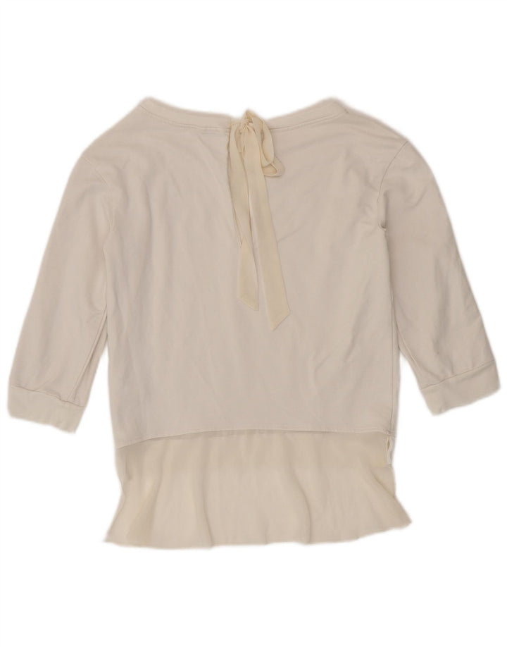 Liu Jo moletom feminino manga 3/4 jumper IT 40 pequeno algodão branco
