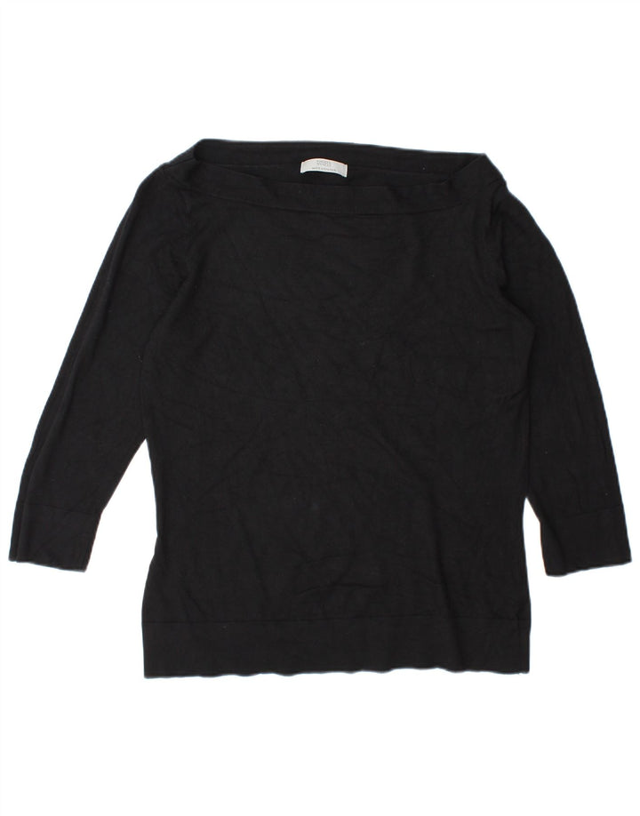 Marks & Spencer Top feminino Lash manga 3/4 UK 10 pequeno preto viscose