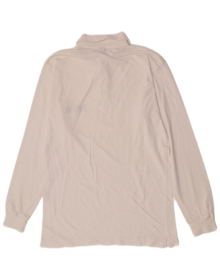 Camisa polo masculina Fila manga comprida pequena algodão branco