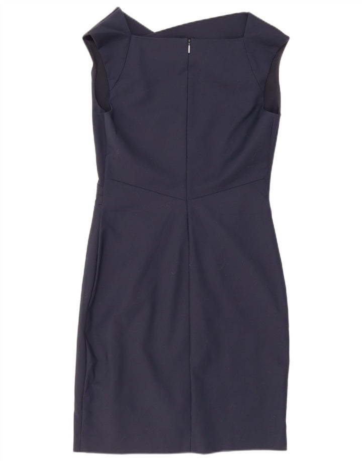 Vestido feminino Armani Exchange sem mangas com bainha US 8 algodão azul marinho médio