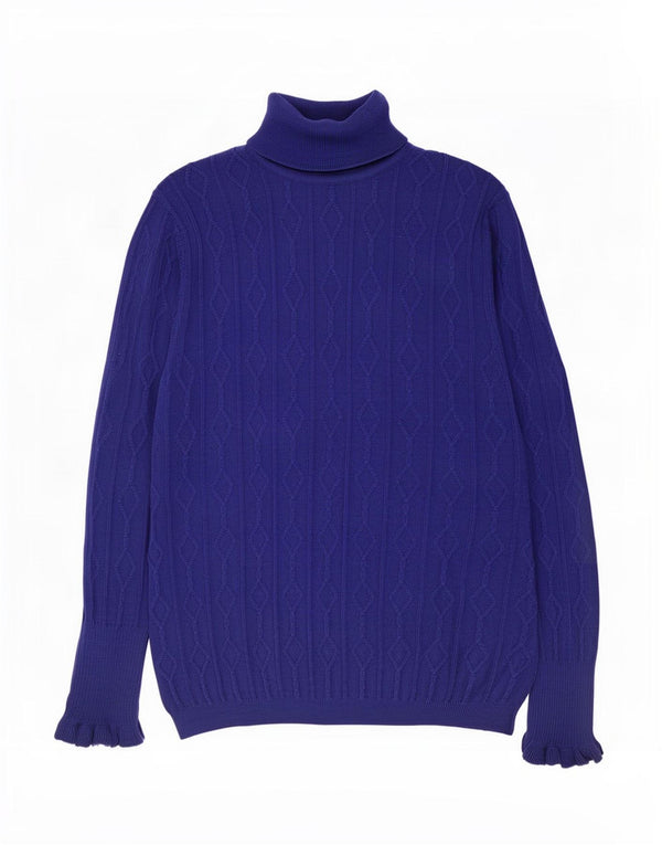 Suéter feminino Viyella com gola redonda Reino Unido 18 XL lã azul marinho