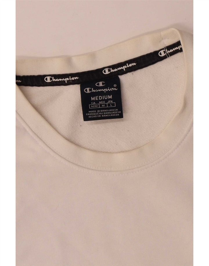 Champion masculino gráfico moletom jumper médio algodão branco