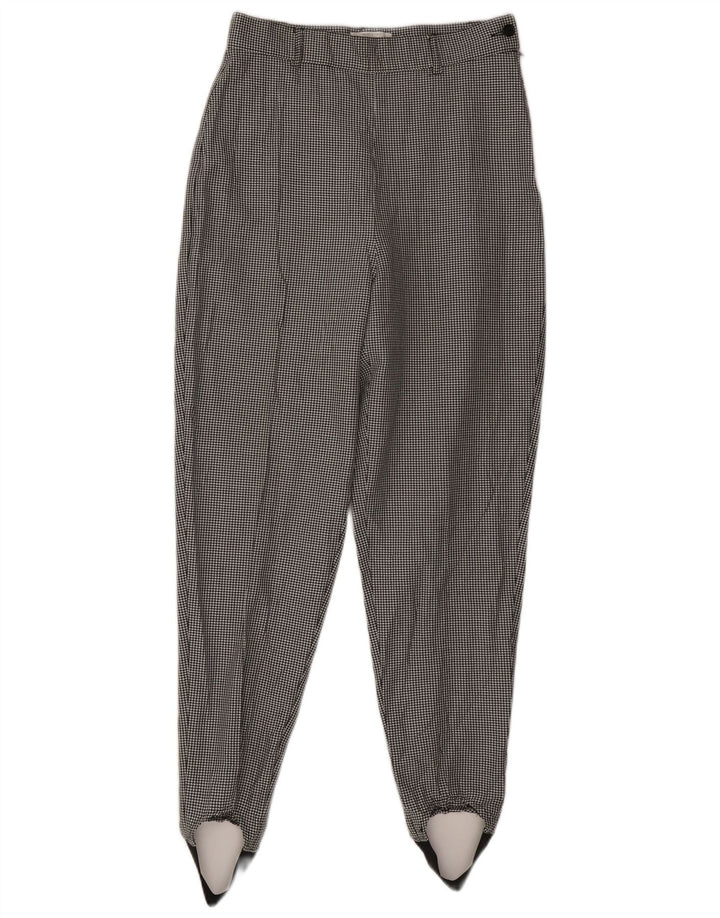 Calça casual feminina Benetton IT 44 médio W28 L30 preta Houndstooth