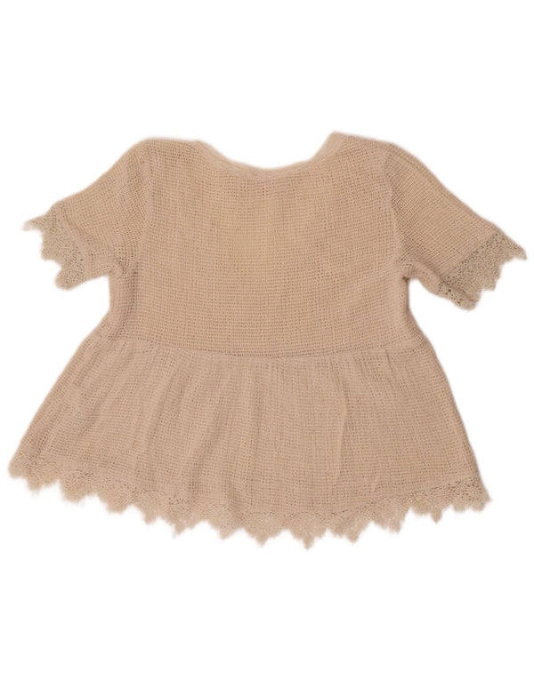 Blusa feminina Zara Trafaluc Crop Crochet Top Reino Unido 6 XS Algodão Bege