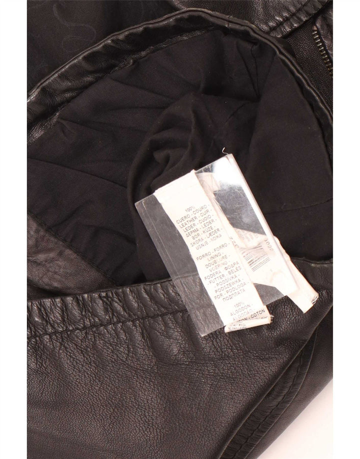 Jaqueta de motociclista de couro vintage feminino UK 10 couro preto pequeno