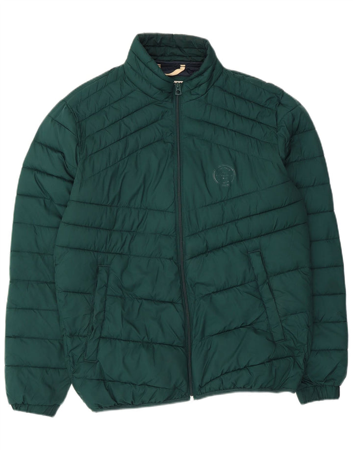 Jaqueta acolchoada masculina JACK & JONES UK 38 poliéster verde médio