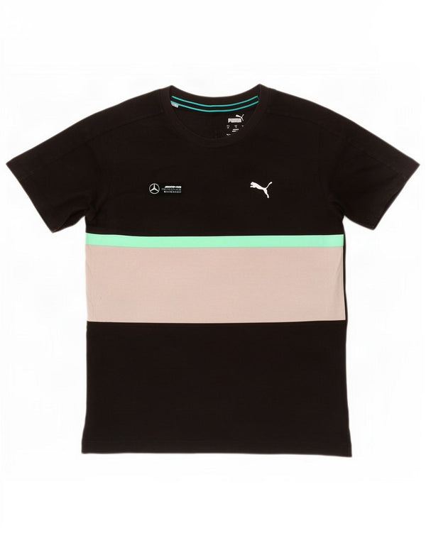 Camiseta masculina Puma Graphic Camiseta pequena preta colorida em algodão
