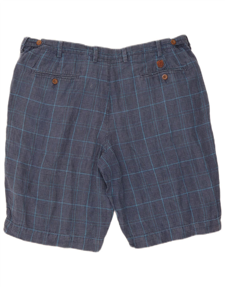 Shorts chino masculino MARKS & SPENCER W40 XL azul marinho xadrez linho