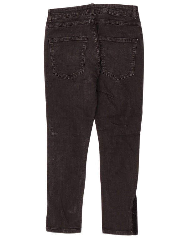 Zara Mens Jeans Cropped EU 38 Pequeno W30 L24 Preto Colorblock
