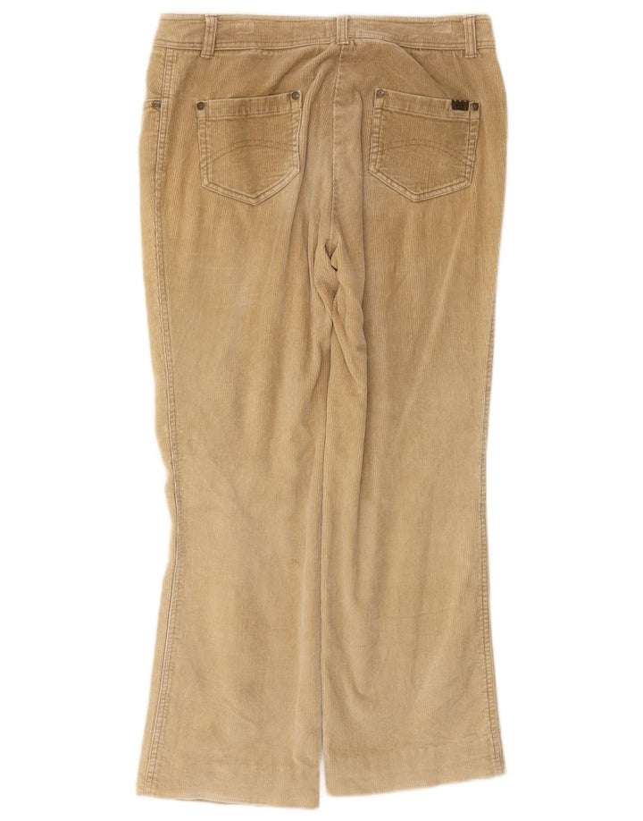 Calça feminina de veludo cotelê Sergio Tacchini IT 42 médio W32 L26 bege