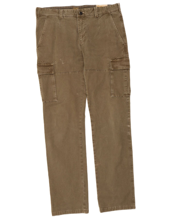Calças cargo retas masculinas vintage IT 52 XL W36 L34 algodão cáqui