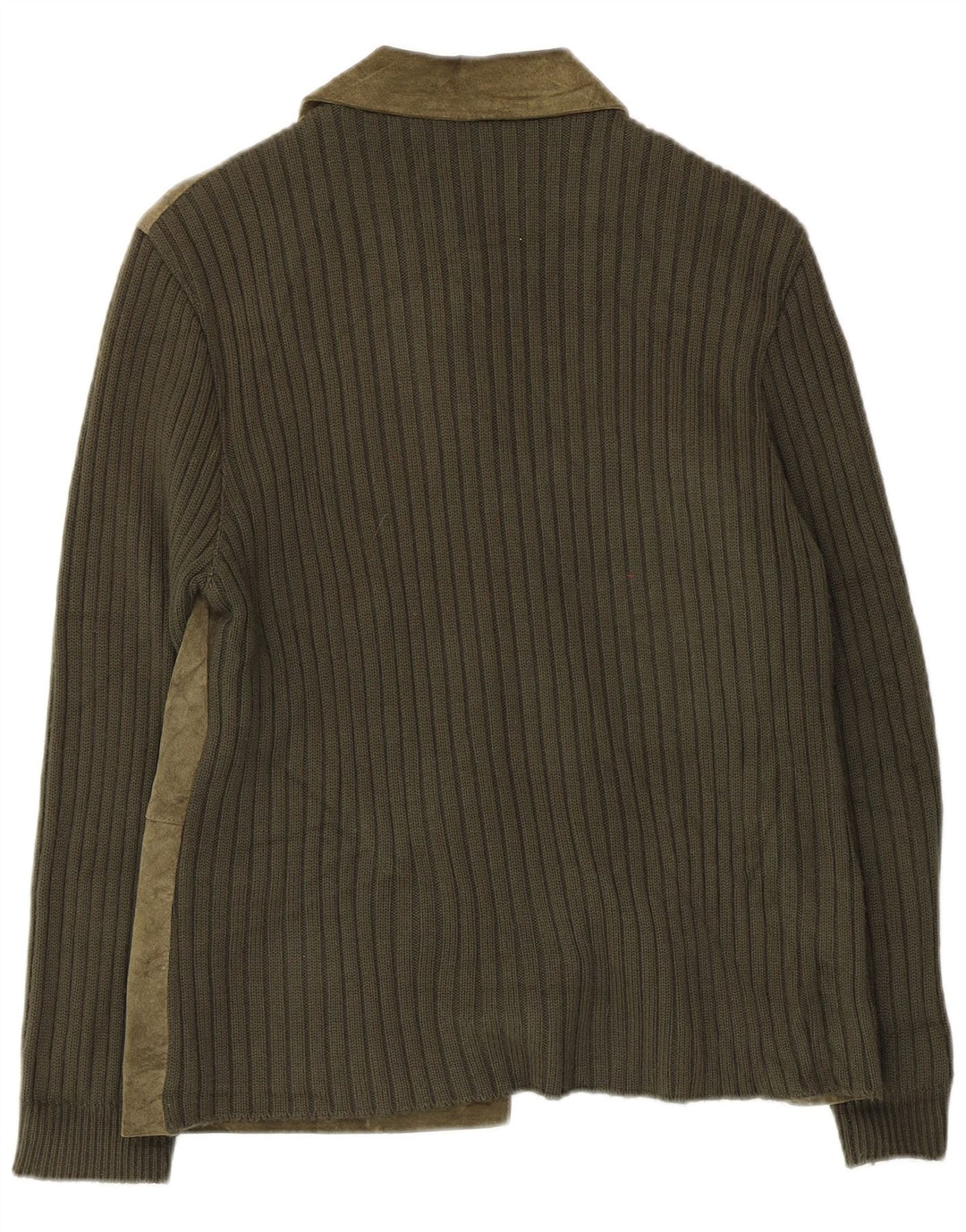 Jaqueta feminina vintage de camurça tricotada Reino Unido 14 couro verde médio