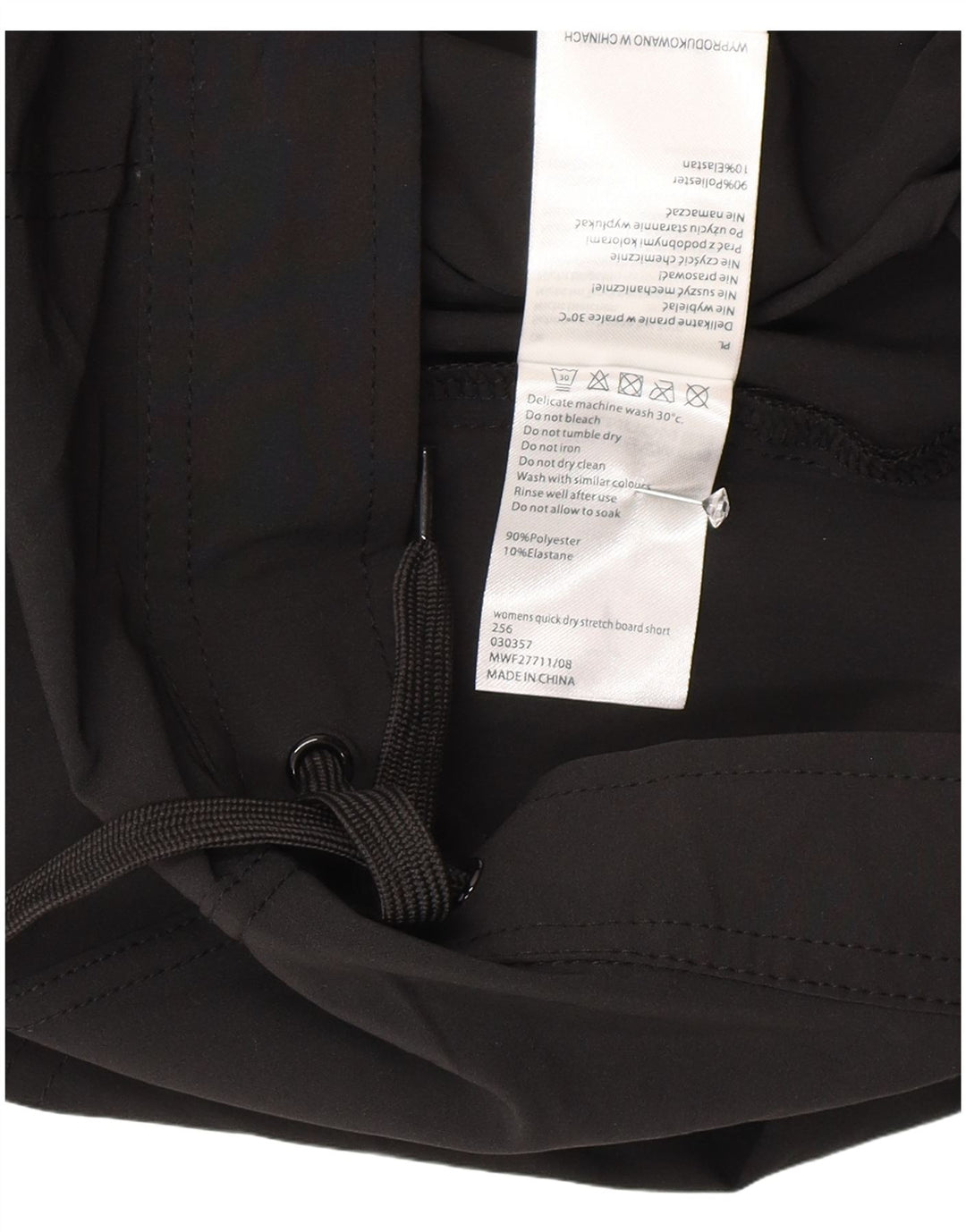 Shorts esportivos femininos Mountain Warehouse UK 18 XL poliéster preto