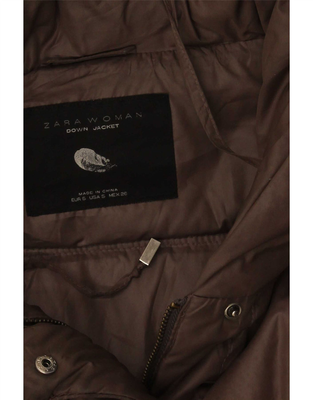 Jaqueta acolchoada feminina Zara UK 8 poliéster marrom pequeno