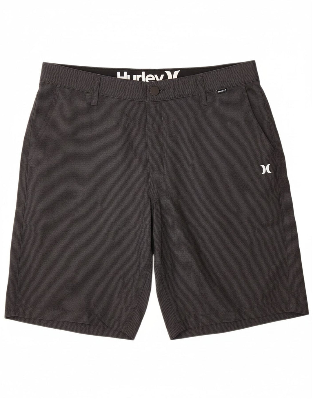 HURLEY Mens Chino Shorts W34 Grande Espinha de Peixe Cinza Poliéster